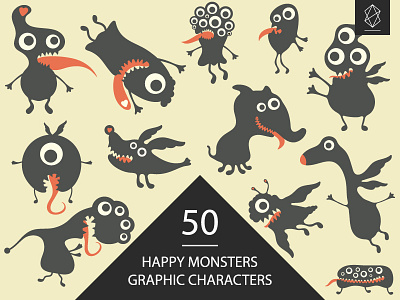 Happy monsters graphic character set