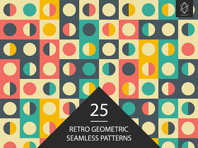 Retro geometric seamless pattern set abstract background decoration geometric graphic mosaic ornament print retro seamless pattern set