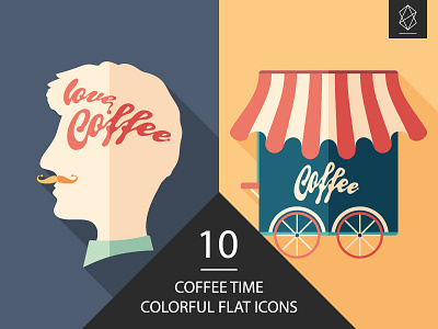 Coffee time flat icon set button cafe coffee design drink flat icon graphic illustration love shop symbol vector