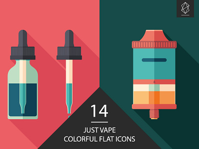 Just vape flat square icon set