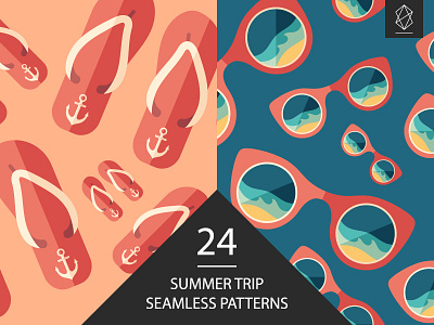 Summer trip seamless pattern set