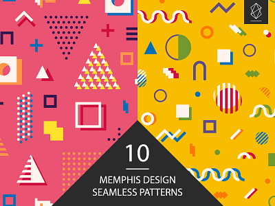 Memphis design seamless patterns set abstract background decoration geometric graphic illustration memphis modern ornament print seamless pattern texture
