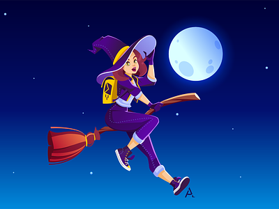 Witch's Letter Delivery Service art cg cgart delivery design digital flat graphic illustration vector witch