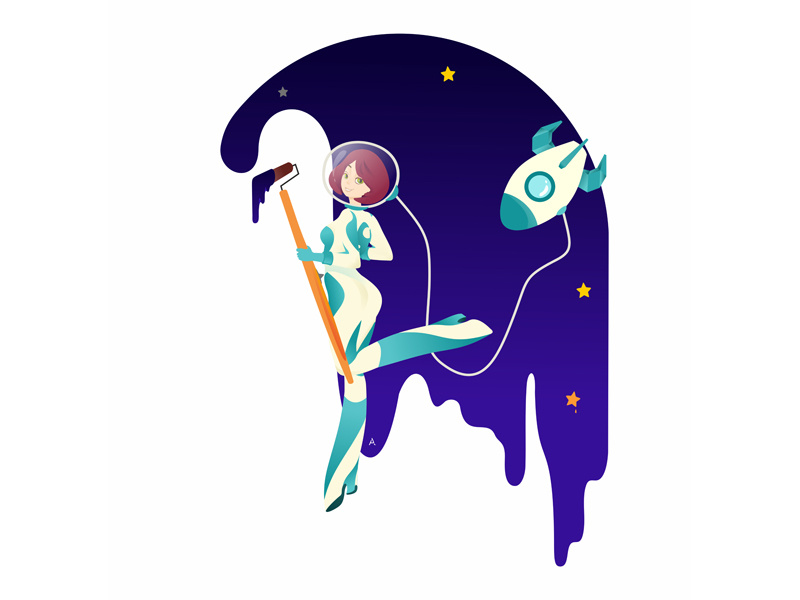 you're just space: draw your space design web app flat website art vector illustration