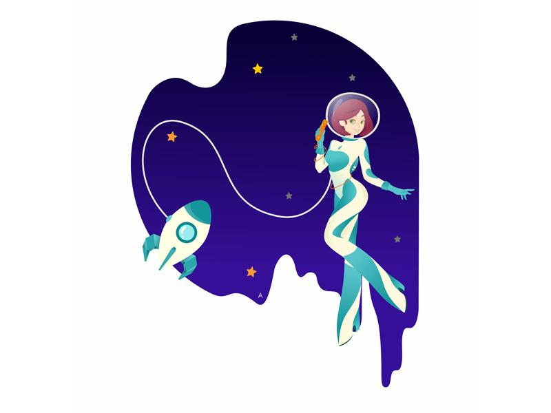 you're just space: connection with space design digital cgart art web app vector illustration flat
