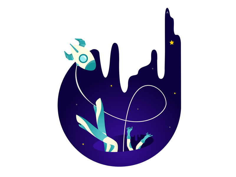 you're just space: oops... space website digital cgart art design app web vector illustration flat