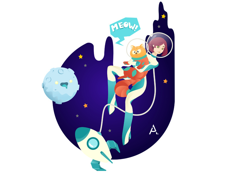 you're just space: Defenders of cookies! space digital cgart art design app web vector illustration flat