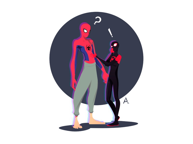 Spider-Man: Into the Spider-Verse - question? marvelcomics marvel spider man graphic digital cgart art design app web vector illustration flat