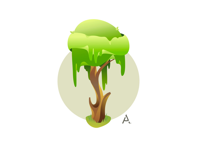 Fantasy tree 1 graphic digital cgart art design app web vector illustration flat