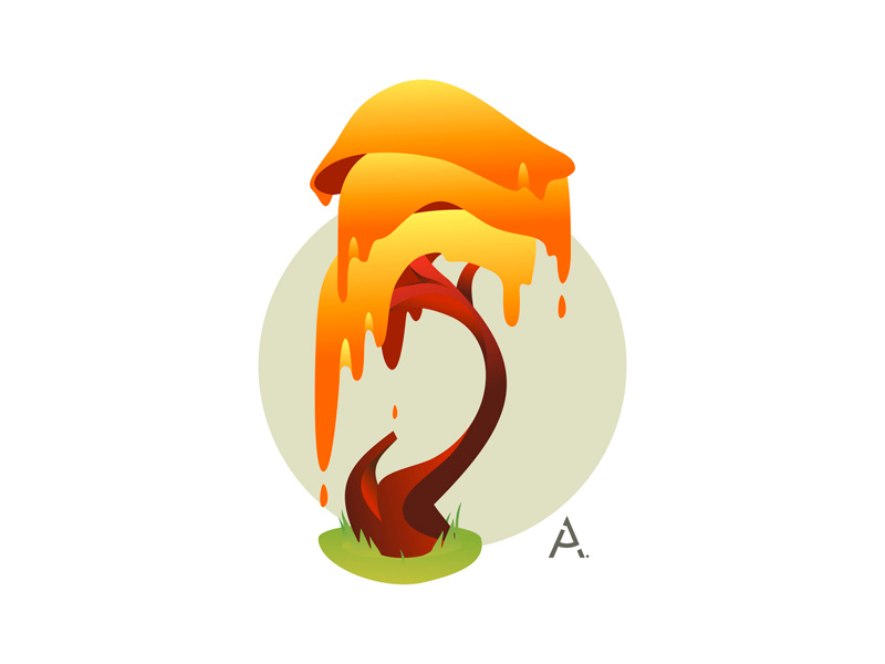 Fantasy tree 2 graphic digital cgart art design app web vector illustration flat