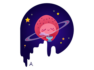 Space strawberry art cgart design digital flat graphic illustration space star vector