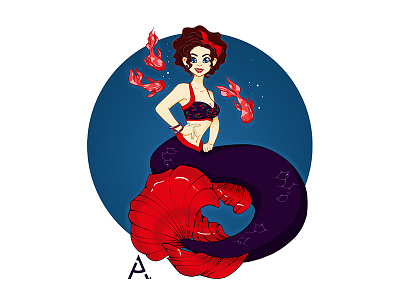 Mermaid - Rockabilly girl art cg cgart design digital graphic illustration mermaid mermay