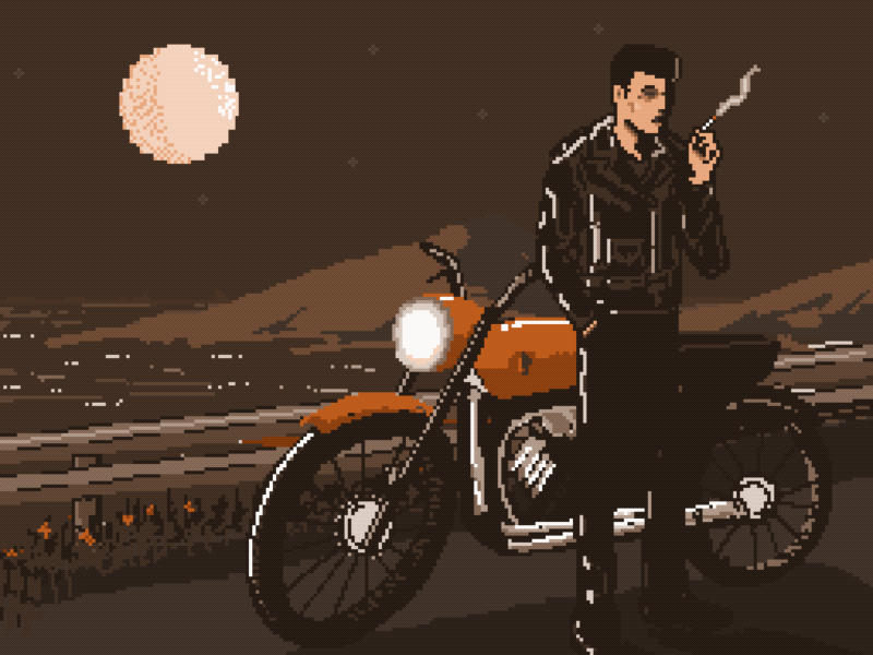 Pixel Practice animation illustration illustration art motion graphics motorcycles pixel art pixels