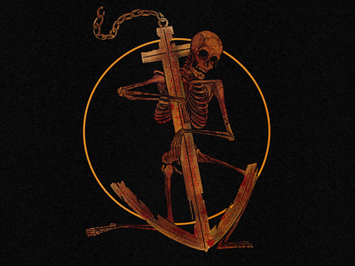 Anchors Aweigh anchor anchors art dark art illustration illustration art poster art procreate raster skeleton skull t shirt t shirt design