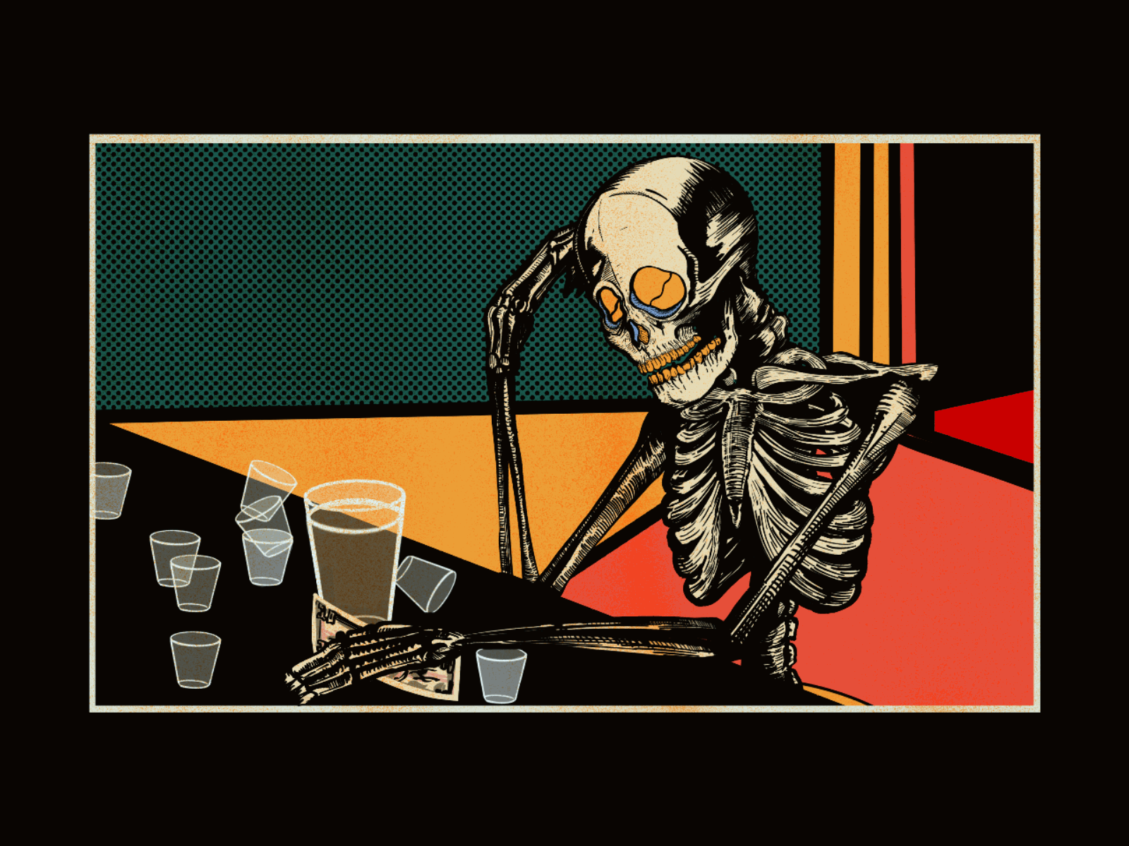 Sometimes americana animated illustration dark art gif illustration illustration art poster art procreate skeleton skull vintage