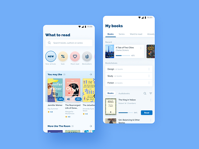 eBook store — mobile app android app book bookshelf card collection color figma flat interface mobile app reader reading ui user interface ux