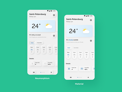 Stormy — mobile app android app application figma forecast material mobile app neumorphism ui user interface weather