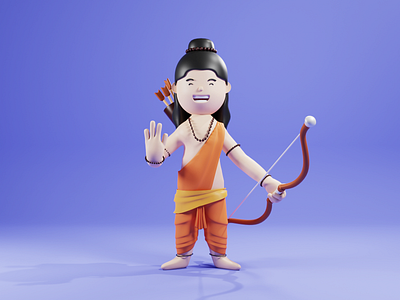 Sri Ram - 3d character for Dussehra 3d 3d art 3d character 3d character design 3d illustration 3dillustration blender3d character design cinema4d festival gods illustration india lowpoly webdesign webillustration