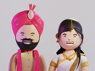 #PunjabKerala - The Lovely Couple 3d 3d character design 3d illustration 3d illustrations 3dillustration blender3d design illustration ui uxdesign webdesign webdesigner webillustration