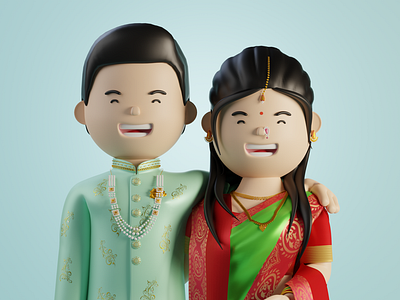 Marathi Couple 3d Illustration