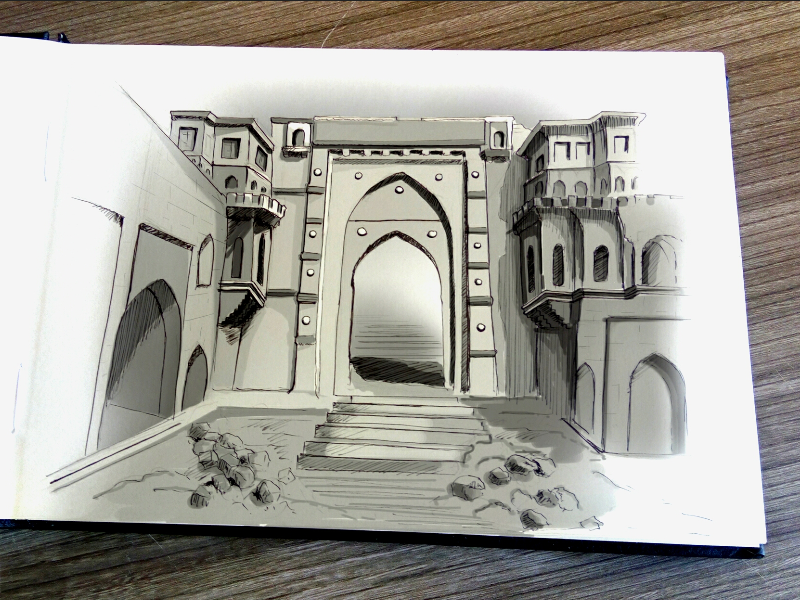 Premium Vector  The gwalior fort indian famous landmark outline  illustration