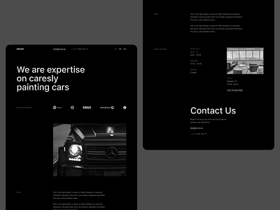 Landing Page black cars composition construction grid layout paint typography