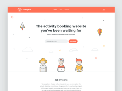 ActivityFan flat illustration minimal sketch web design