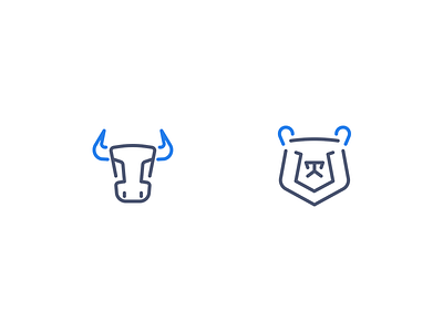 Bull and Bear bear bull forex icons line icons