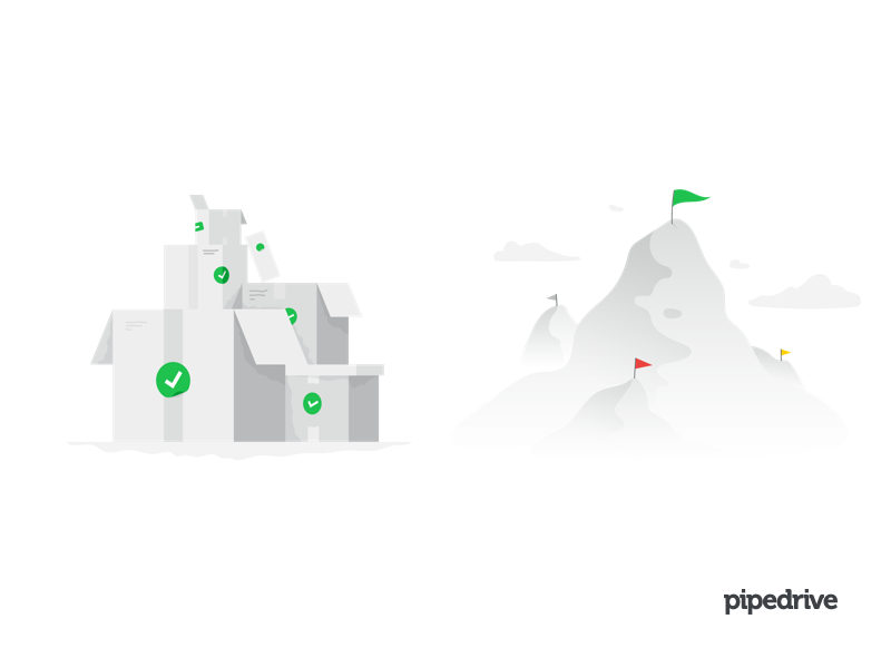 Infographic illustrations task done illustration boxes box mountain pipedrive