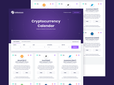 Cryptocurrency calendar bitcoin blockchain calendar crypto ui website