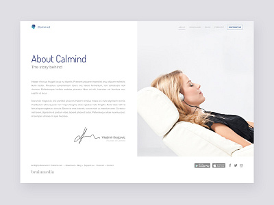 About Calmind about page calm calmind clean layout minimal productivity simple sound tool ui webdesign