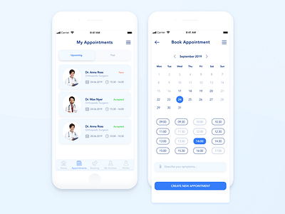 Online consultation with doctors app appointment booking clean consultation design disease doctor health interface ios medical medicine minimal mobile online patient treatment ui ux