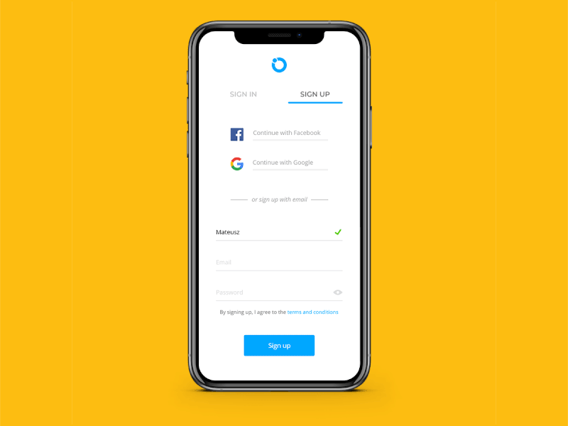 DailyUI #001 Signup Active Keyboard adobexd animation dailyui design exciting ideas problemsolving ui uidesign userinterface ux