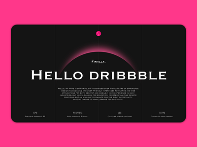 Finally, hello dribbble