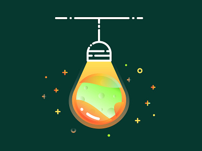 The world in the light bulb-3 icon illustration ui