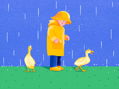 Children and Yellow Ducks design illustration