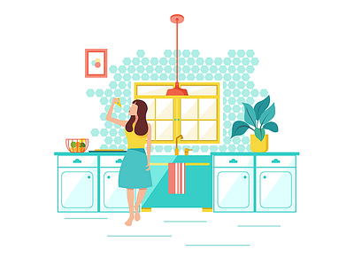 My kitchen~ cook enjoy food girl home illustration kitchen love summer