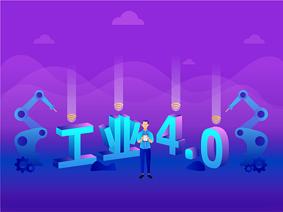 Industry 4.0 2.5d artificial intelligence banner boy design illustration industry industry 4.0 manufacture