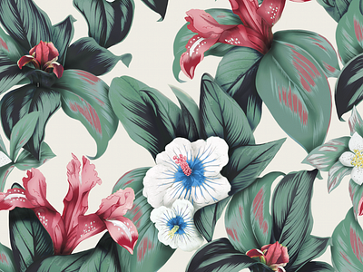 Hawaii Floral allover apparel design artwork botanical illustration colors creative draw fashion floral floral art flowers graphic illustration illustration art illustrator pattern design print pullbear textile pattern