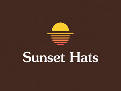 Sunset Hats 70s 70sdesign brand identity branding gradient hat head logo logo design minimal retro logo simple store sun sunrise sunset vintage logo