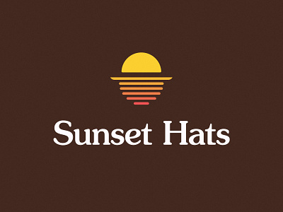 Sunset Hats 70s 70sdesign brand identity branding gradient hat head logo logo design minimal retro logo simple store sun sunrise sunset vintage logo