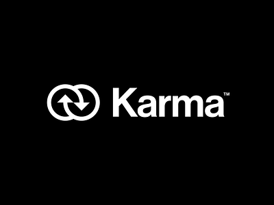 Karma logo arrows bold brand identity branding circles geometric karma logo logo design logomark minimal modernist simple thick lines twisted typography