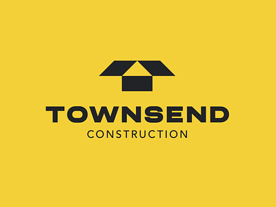 Townsend Construction logo architecture brand identity branding building construction geometric house letter t lettermark logo logo design minimal monogram negative space roof simple t logo typography