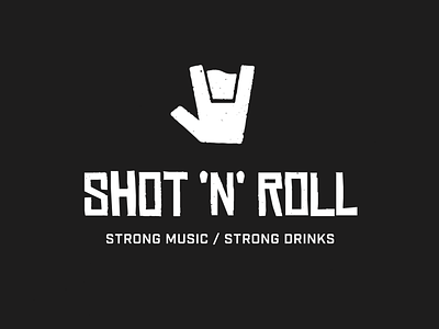 Shot 'N' Roll bar brand identity branding drink hand horns industrial logo logo design negative space negative space logo pub rock rock and roll shot typography