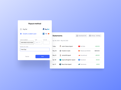 Tipping platform UI components 2