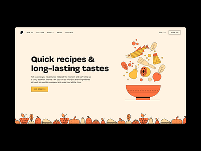 Website design concept #4 clean colorful food friendly fruit fun hero homepage illustration landing page monospace playful recipes simple typography ui ui design uiux web design website design