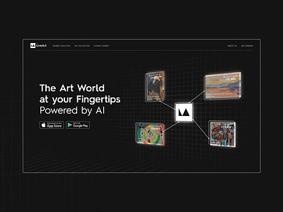 LiveArt landing page ai art artwork brand identity dark elegant fine art fintech grid homepage landing page painting tech typography ui ui design uiux visual identity web design website