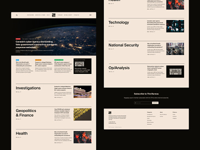 The Bureau website — homepage articles blog categories clean editorial homepage journalism landing page modernist news politics retro typographic typography ui ui design uiux visual identity web design website