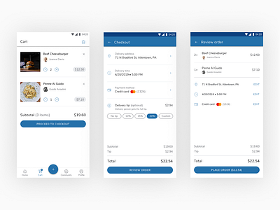 SpoonSpin - homemade food delivery app (Cart and Checkout) android cart checkout design system food delivery material design mobile mobile app design mobile ui product design ui ui design ui ux ux design