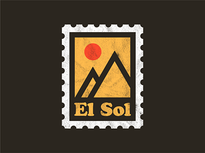 El Sol badge geometric illustration logo minimal mountains nature postage stamp poster retro sun vintage